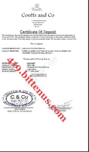 Coutts and Co Deposit Cert9090-3